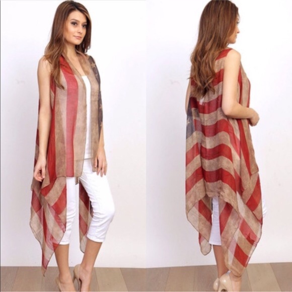Vintage American Flag Vest Cover-Up - Picture 2 of 7